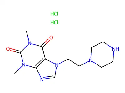 7-beta-Piperazinoethyltheophylline dihydrochloride structure