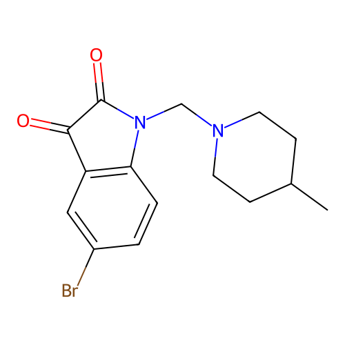 5-Bromo-1-[(4-methylpiperidin-1-yl)methyl]indole-2,3-dione structure