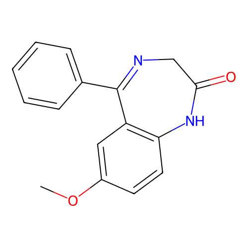 7-methoxy-5-phenyl-1,3-dihydro-2H-1,4-benzodiazepin-2-one structure