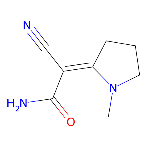 (2Z)-2-cyano-2-(1-methylpyrrolidin-2-ylidene)acetamide structure