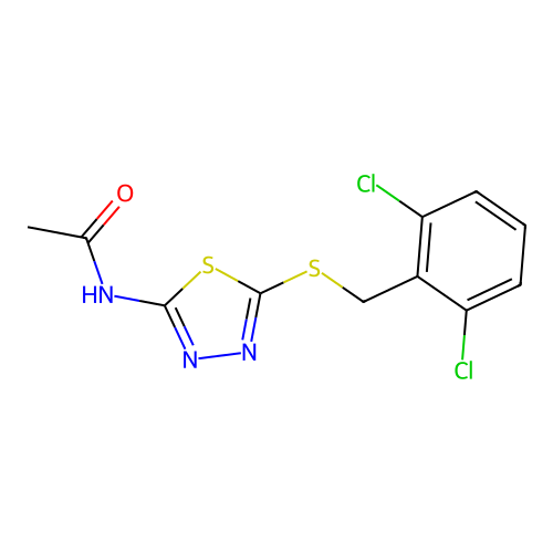 N-(5-((2,6-dichlorobenzyl)thio)-1,3,4-thiadiazol-2-yl)acetamide structure