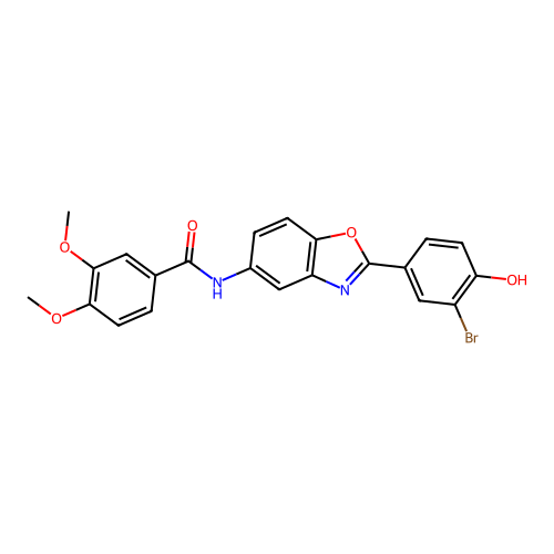 N-(2-(3-bromo-4-hydroxyphenyl)benzo[d]oxazol-5-yl)-3,4-dimethoxybenzamide structure