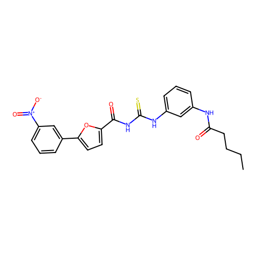 5-(3-nitrophenyl)-N-{[3-(pentanoylamino)phenyl]carbamothioyl}furan-2-carboxamide structure