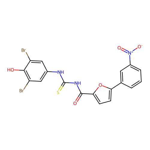 N-[(3,5-dibromo-4-hydroxyphenyl)carbamothioyl]-5-(3-nitrophenyl)furan-2-carboxamide structure