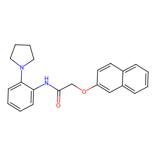 2-(naphthalen-2-yloxy)-N-(2-(pyrrolidin-1-yl)phenyl)acetamide structure