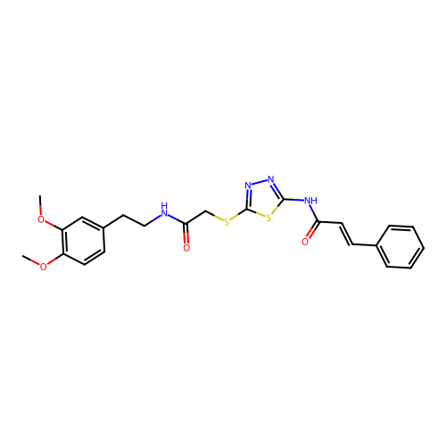 N-(5-((2-((3,4-dimethoxyphenethyl)amino)-2-oxoethyl)thio)-1,3,4-thiadiazol-2-yl)cinnamamide structure