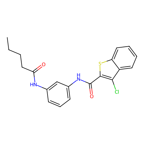 3-chloro-N-[3-(pentanoylamino)phenyl]-1-benzothiophene-2-carboxamide structure