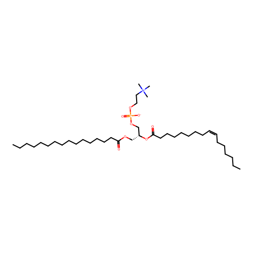 1-Palmitoyl-2-palmitoleoyl-sn-glycero-3-phosphocholine structure