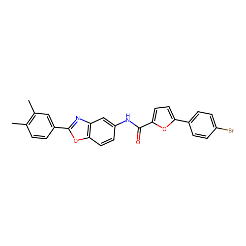 5-(4-bromophenyl)-N-[2-(3,4-dimethylphenyl)-1,3-benzoxazol-5-yl]furan-2-carboxamide structure