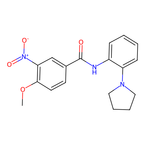 4-methoxy-3-nitro-N-(2-(pyrrolidin-1-yl)phenyl)benzamide structure