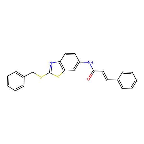 (2E)-N-[2-(benzylsulfanyl)-1,3-benzothiazol-6-yl]-3-phenylprop-2-enamide structure