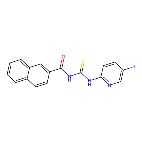 N-[(5-iodopyridin-2-yl)carbamothioyl]naphthalene-2-carboxamide structure