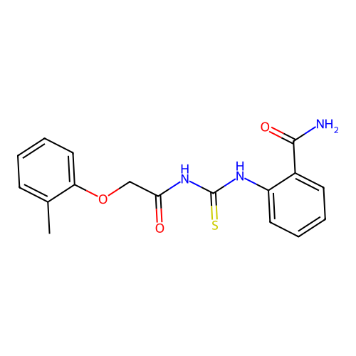 2-({[(2-Methylphenoxy)acetyl]carbamothioyl}amino)benzamide structure
