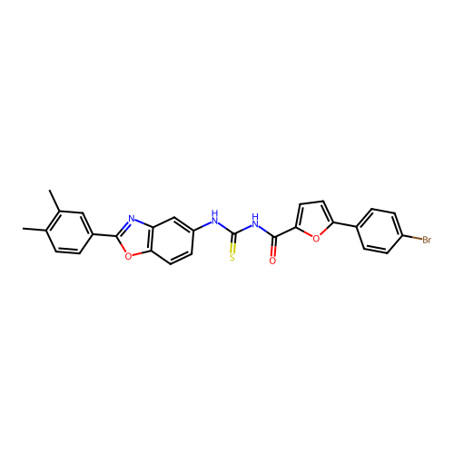 5-(4-bromophenyl)-N-((2-(3,4-dimethylphenyl)benzo[d]oxazol-5-yl)carbamothioyl)furan-2-carboxamide structure
