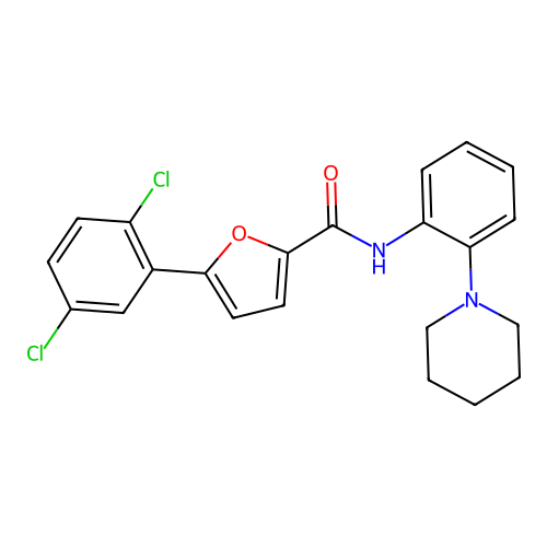 5-(2,5-dichlorophenyl)-N-(2-(piperidin-1-yl)phenyl)furan-2-carboxamide structure