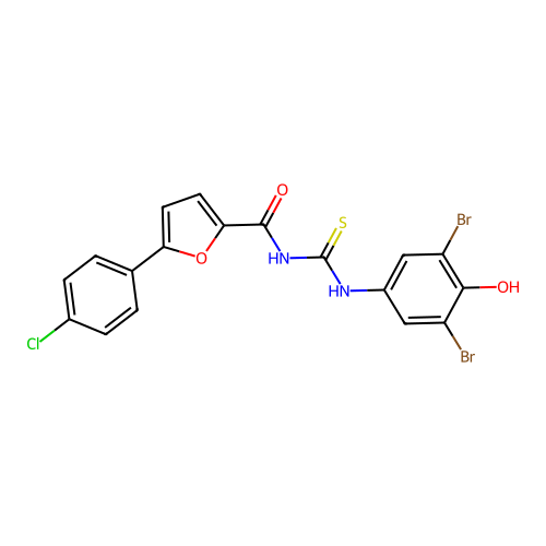 5-(4-chlorophenyl)-N-[(3,5-dibromo-4-hydroxyphenyl)carbamothioyl]furan-2-carboxamide structure