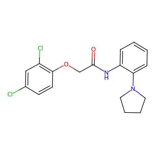 2-(2,4-dichlorophenoxy)-N-(2-(pyrrolidin-1-yl)phenyl)acetamide structure