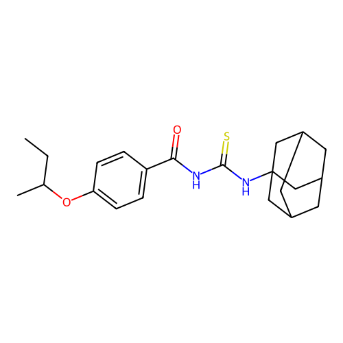 N-((3s,5s,7s)-adamantan-1-ylcarbamothioyl)-4-(sec-butoxy)benzamide structure
