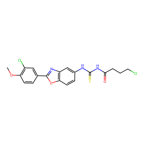 4-chloro-N-((2-(3-chloro-4-methoxyphenyl)benzo[d]oxazol-5-yl)carbamothioyl)butanamide structure