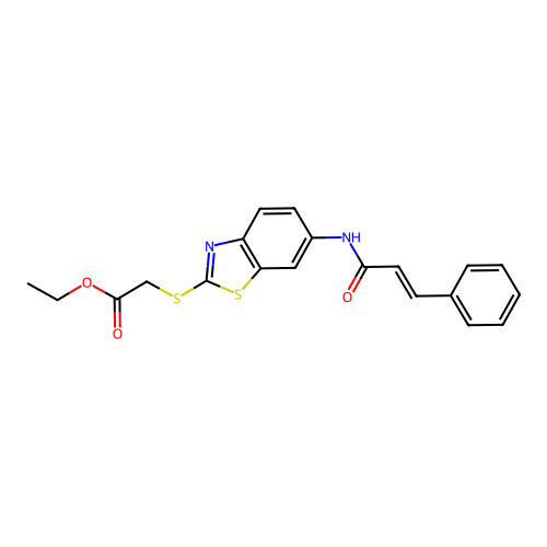 (E)-ethyl 2-((6-cinnamamidobenzo[d]thiazol-2-yl)thio)acetate structure