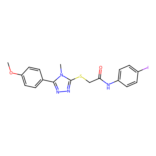 N-(4-iodophenyl)-2-[[5-(4-methoxyphenyl)-4-methyl-1,2,4-triazol-3-yl]sulfanyl]acetamide structure