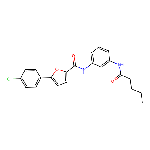 5-(4-chlorophenyl)-N-[3-(pentanoylamino)phenyl]furan-2-carboxamide structure