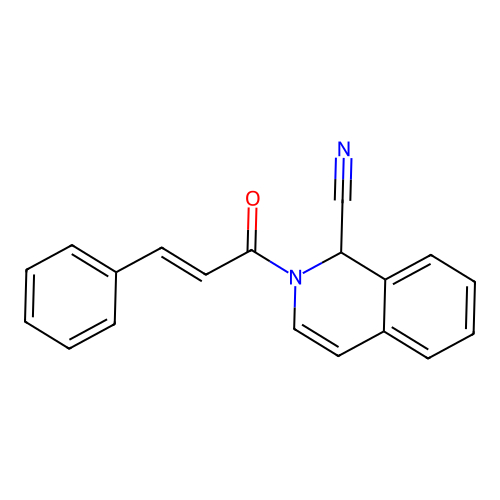 2-(3-phenylprop-2-enoyl)-1H-isoquinoline-1-carbonitrile structure