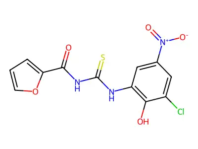 N-[(3-chloro-2-hydroxy-5-nitrophenyl)carbamothioyl]furan-2-carboxamide structure
