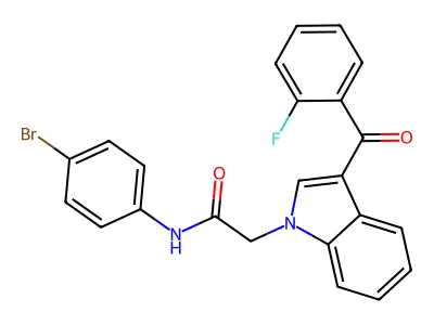 N-(4-bromophenyl)-2-[3-(2-fluorobenzoyl)indol-1-yl]acetamide structure