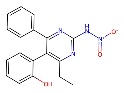 N-[4-ethyl-5-(2-hydroxyphenyl)-6-phenylpyrimidin-2-yl]nitramide structure