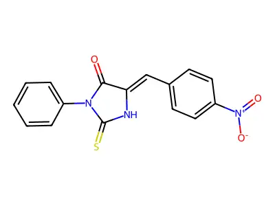 (5E)-2-mercapto-5-(4-nitrobenzylidene)-3-phenyl-3,5-dihydro-4H-imidazol-4-one structure