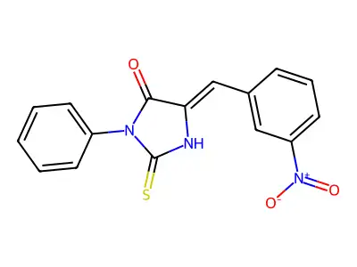 5-((3-Nitrophenyl)methylene)-3-phenyl-2-thioxo-4-imidazolidinone structure