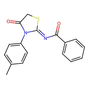N-(3-(4-Methylphenyl)-4-oxo-1,3-thiazolidin-2-ylidene)benzamide structure