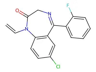 2H-1,4-Benzodiazepin-2-one, 1,3-dihydro-7-chloro-1-ethenyl-5-(2-fluorophenyl)- structure