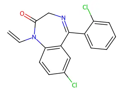 2H-1,4-Benzodiazepin-2-one, 1,3-dihydro-7-chloro-5-(2-chlorophenyl)-1-ethenyl- structure