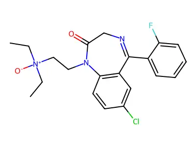 2H-1,4-Benzodiazepin-2-one, 1,3-dihydro-7-chloro-1-(2-(diethylamino)ethyl)-5-(2-fluorophenyl)-, N-oxide, dihydrate structure