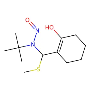 2-(((1,1-Dimethylethyl)nitrosoamino)(methylthio)methyl)-1-cyclohexen-1-ol structure