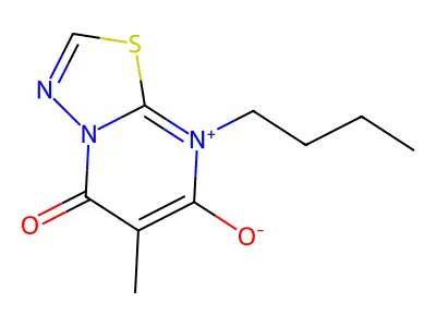5H-1,3,4-Thiadiazolo(3,2-a)pyrimidine-5,7(6H)-dione, 8,8a-dihydro-8-butyl-6-methyl- structure