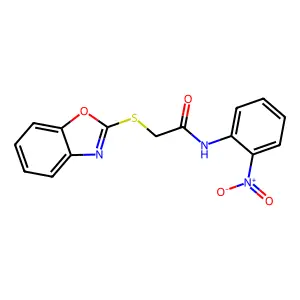 2-(1,3-Benzoxazol-2-ylsulfanyl)-N-(2-nitrophenyl)acetamide structure