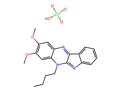 5H-Indolo(2,3-b)quinoxaline, 5-butyl-2,3-dimethoxy-, monoperchlorate structure
