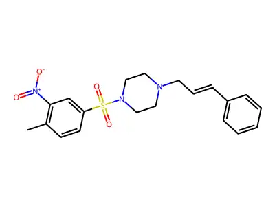 1-(4-methyl-3-nitrophenyl)sulfonyl-4-[(E)-3-phenylprop-2-enyl]piperazine structure