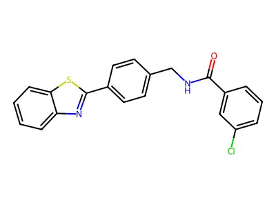 N-[(4-benzothiazol-2-ylphenyl)methyl]-3-chloro-benzamide structure