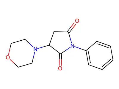Alpha-morpholino-N-phenylsuccinimide structure