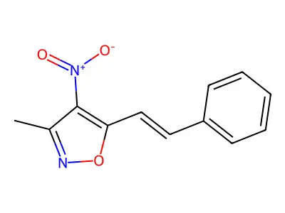 Isoxazole, 3-methyl-4-nitro-5-(2-phenylethenyl)- structure