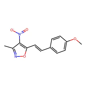 Isoxazole, 5-[2-(4-methoxyphenyl)ethenyl]-3-methyl-4-nitro- structure