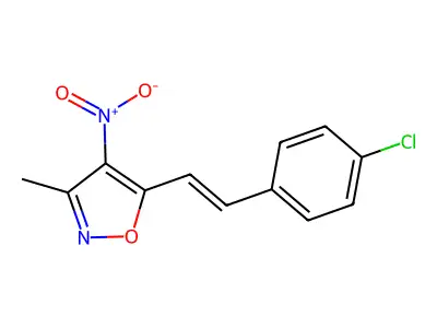 Isoxazole, 5-[2-(4-chlorophenyl)ethenyl]-3-methyl-4-nitro- structure