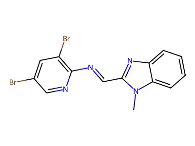 N-(3,5-dibromo-2-pyridinyl)-1-(1-methylbenzimidazol-2-yl)methanimine structure