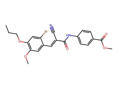 methyl 4-[[3-(2-bromo-5-methoxy-4-propoxyphenyl)-2-cyanoprop-2-enoyl]amino]benzoate structure
