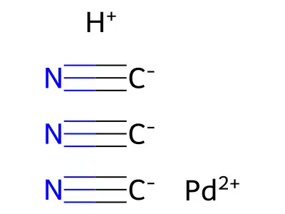 Palladate(1-), tris(cyano-kappaC)-, hydrogen (1:1) structure