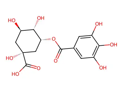 1,3,4-Trihydroxy-5-(3,4,5-trihydroxybenzoyl)oxycyclohexane-1-carboxylic acid structure